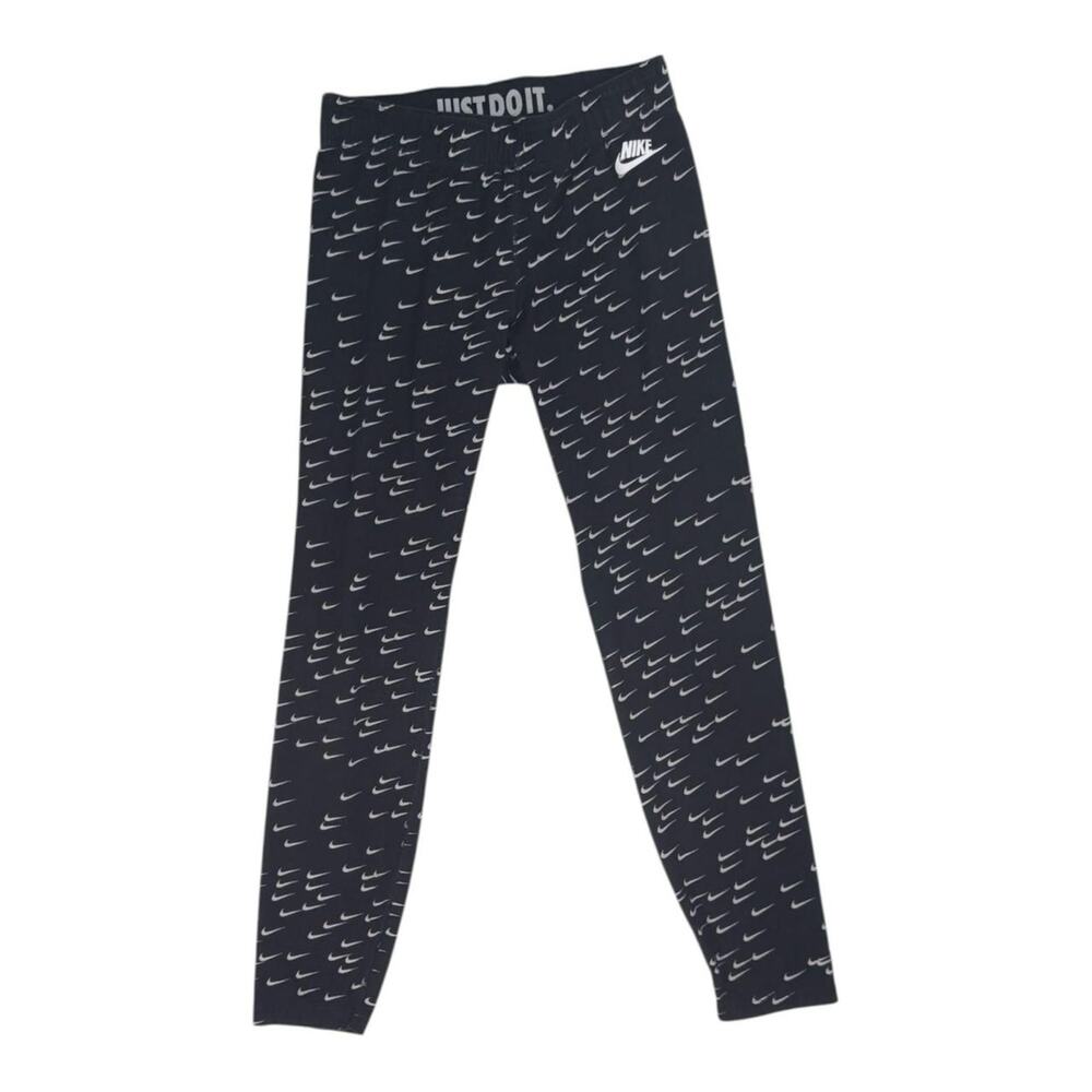 Nike Women's Sportswear Leg-A-See Metallic Silver All Over Swoosh Leggings